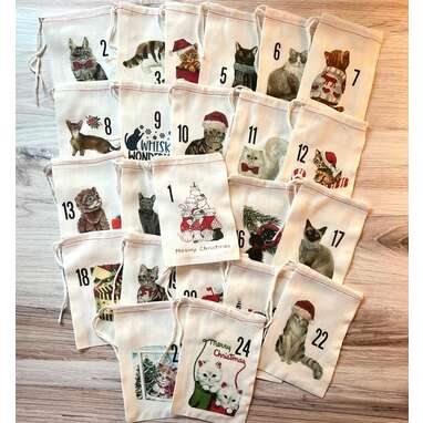 Make it your own: Cats Christmas Advent Calendar Bags