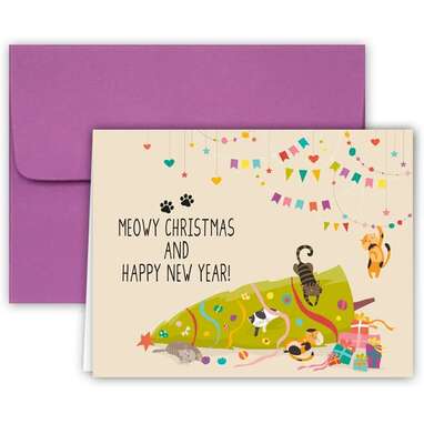 There goes the tree: Paper Frenzy Meowy Christmas Cat Christmas Cards
