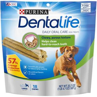 Treats that'll freshen up your dog's breath: DentaLife Daily Oral Care Dental Dog Treats