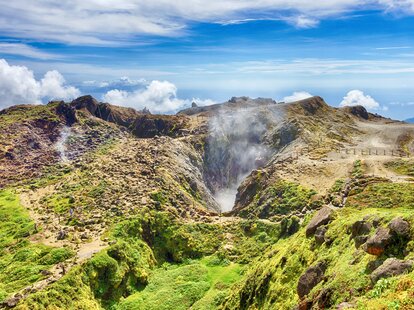Steam rising from crater