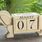 Shaped Vintage Wood Perpetual Calendar Desk Accessory