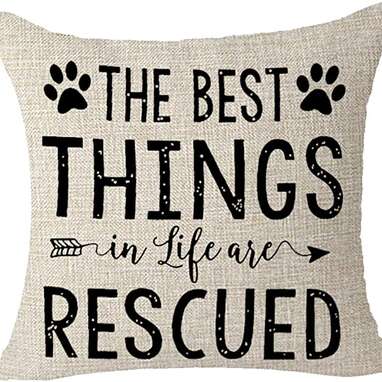 For the rescue dog parent: “The Best Things In Life Are Rescued” Decorative Pillow Cover Case