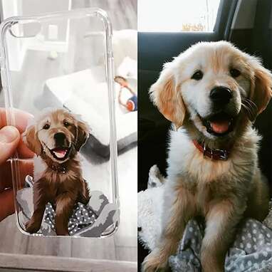 Now he can come everywhere: Custom Pet Portrait Phone Case