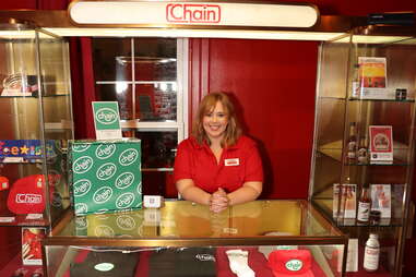 Merch table at Chain