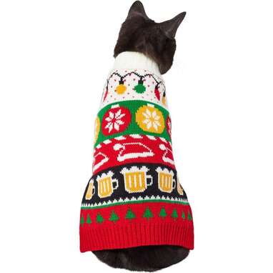 Go all out: Frisco Striped Festive Ugly Cat Sweater