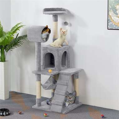 A jungle gym for your cat: Yaheetech 51-inch Plush Multi-Cat Cat Condo