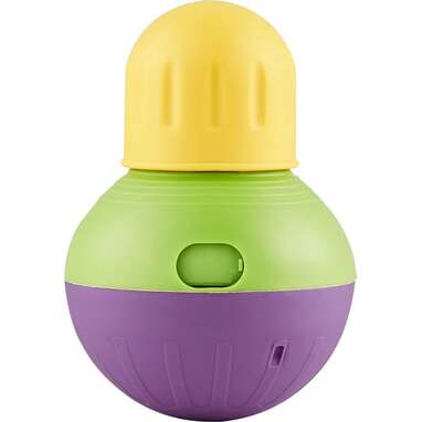 To help slow down a fast eater: Starmark Treat Dispensing Bob-a-Lot Dog Toy