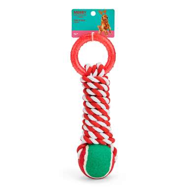 Candy cane dreaming with this toy: Merry Makings Tug It Out Rope & TPR Dog Toy