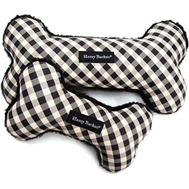 An aesthetically pleasing dog toy: Harry Barker Gingham Bone