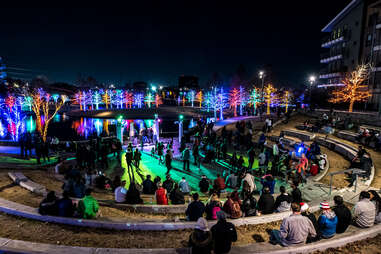People Looking at Lights at Vitruvian Park