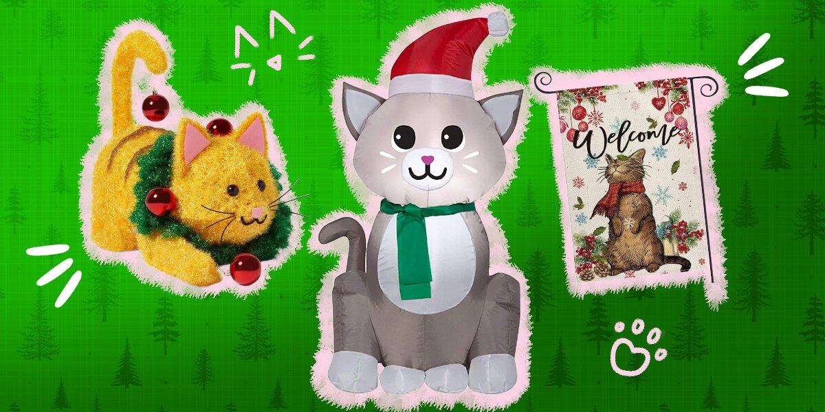 Cat christmas lawn decorations Clearance