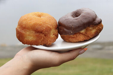 Honey and chocolate doughnut from Honey’s Doughnuts & Goodies