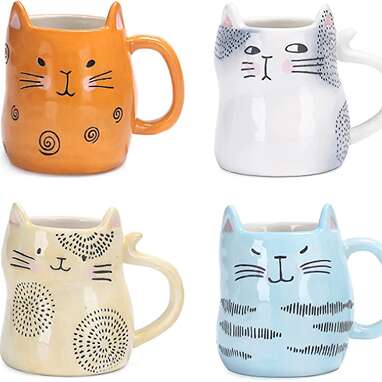 The most adorable way to enjoy morning coffee: Bico Cartoon Cat 10oz Mugs