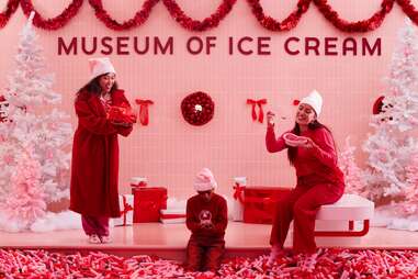 People at Museum of Ice Cream's Pinkmas