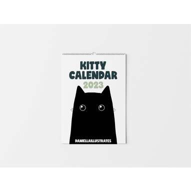 An adorable cartoon cat: DaniellaIllustrates Black Cat Calendar 2023