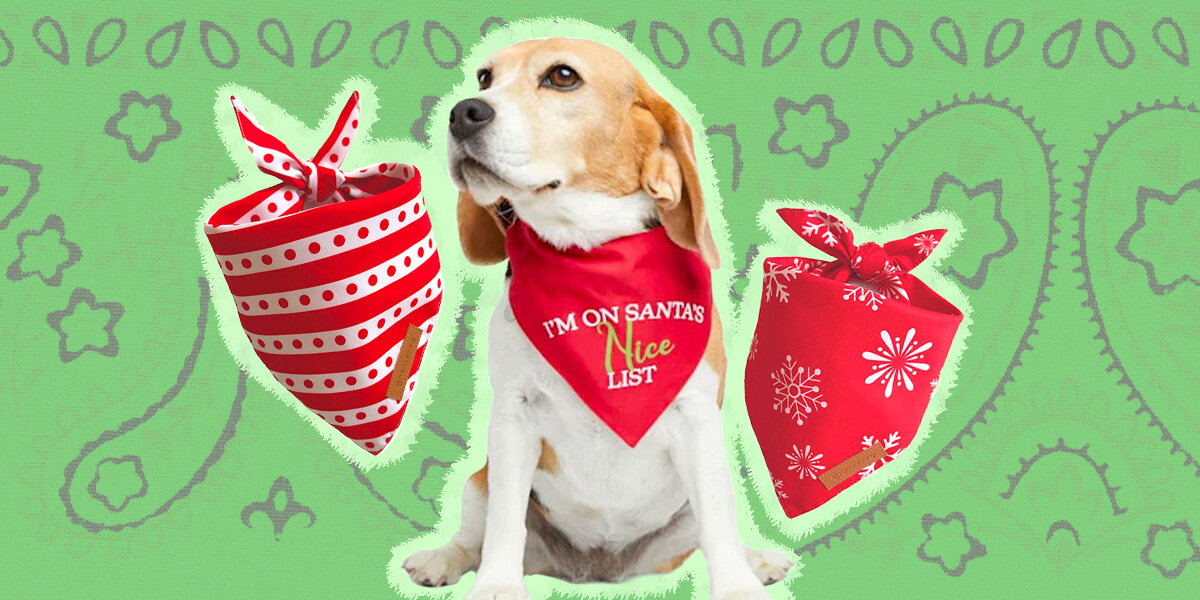 Santa Stripe Red Dog Bandana — Collar Me Crazee