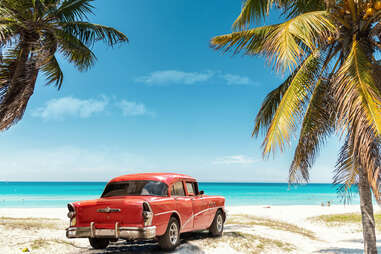 vintage car on the beach