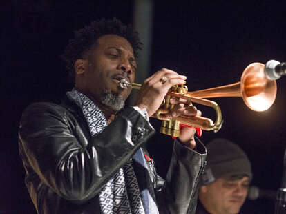 Musician Playing at Trail of Lights