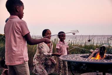 roasting marshmallows over fire pit