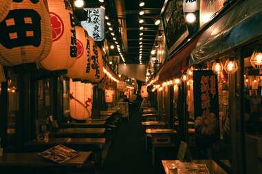 food alley with izakaya restaurants and bars