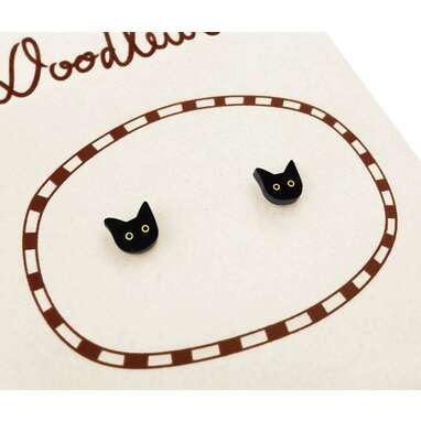 You’ll be in awe of these: DOODLEWORM Tiny Black Cat Earrings