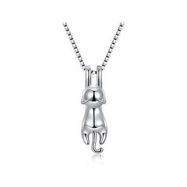 A necklace with a cat doing a big stretch: S.Leaf Sterling Silver Cat Necklace