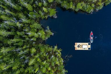 the floating spa from above