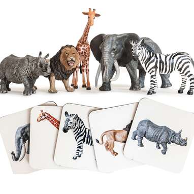 Memory fun with animals: Montessori & Me Safari Animals Toys Match Set Figurines (ages 3+)