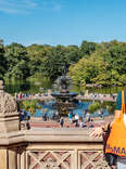 two visitors overlooking bethesda fountain in central park 