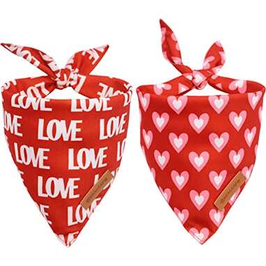 Dog Bandana, Red Heart Valentine