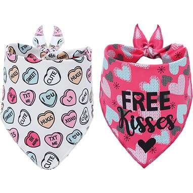 The sweetest two-pack: BoomBone Valentines Dog Bandana