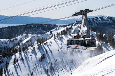 Gondola at Palisades Tahoe with mountain view