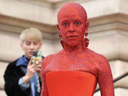 Doja Cat Wears Red Crystals for Schiaparelli Show At Paris Fashion Week