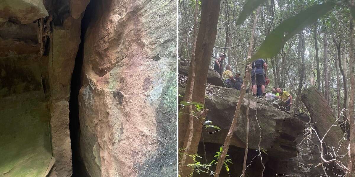 Rescuers Rush To Save Dog Trapped At The Bottom Of Narrow Crevice