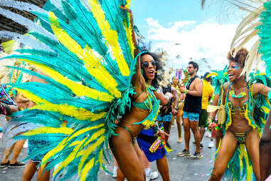 Costumed women at Trinidad Carnival