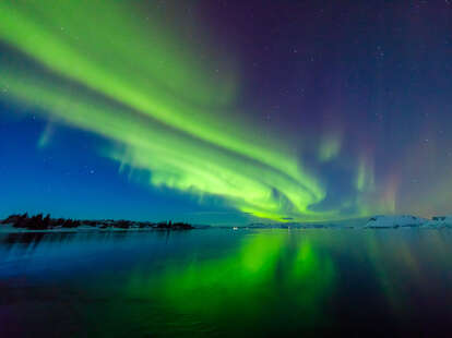 Northern lights visible over Iceland