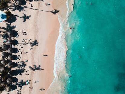 Aerial view of Punta Cana's turquoise beaches in the Dominican Republic.