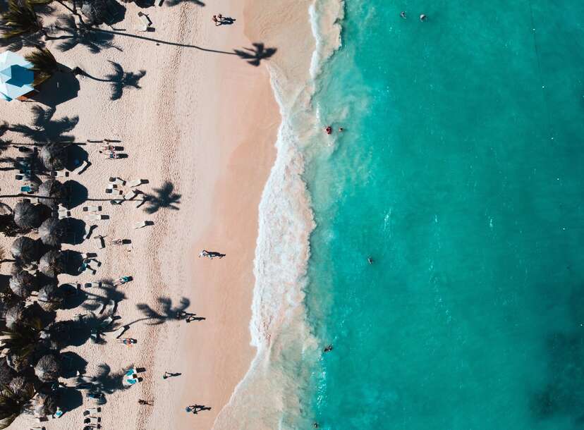 Aerial view of Punta Cana's turquoise beaches in the Dominican Republic.