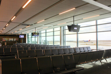 Boarding area inside of the Kansas City International Airport’s new terminal
