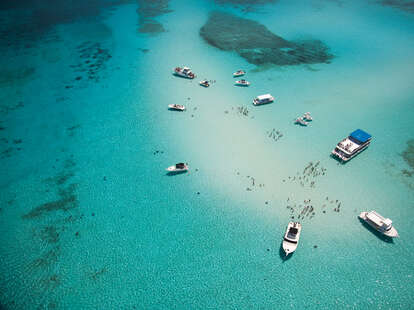 aerial view of sand bank in Grand Cayman