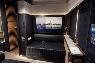 A view inside Lufthansa’s new First Class Suite Plus premium offering