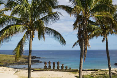 Moais statues, Anakena Beach