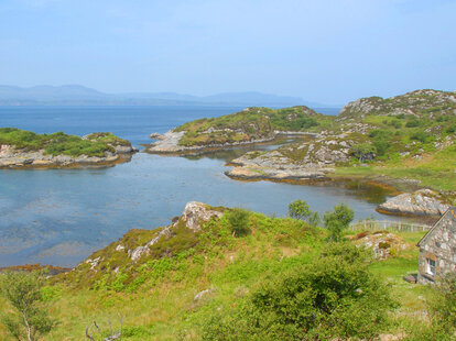 The view from Seascape holiday cottage on the Isle of Rona in Scotland.