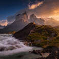 Waterfall at Torres del Paine National Park, Patagonia Chile