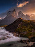 Waterfall at Torres del Paine National Park, Patagonia Chile