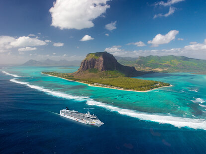 cruise sailing through Mauritius