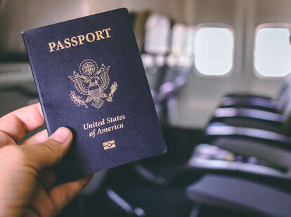 US passport inside a plane