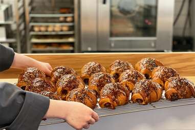 Sausage and cheese croissants at Arôme Bakery 