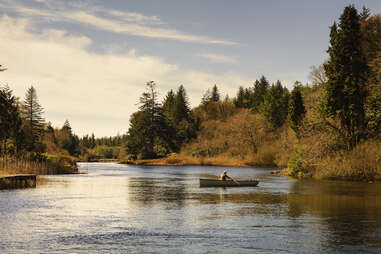 Ballynahinch river with boat