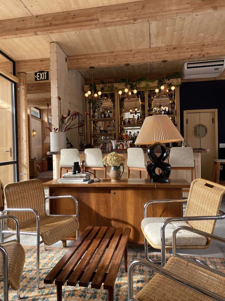 Inside the Eastwind Oliverea Valley Hotel’s lounge in the Catskills